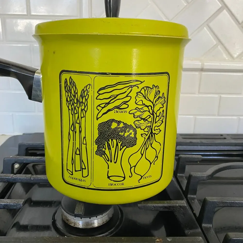 Rare Wear Ever 3Qt Vegetable Pot Vintage Green USA Made With Lid Cooking Kitchen